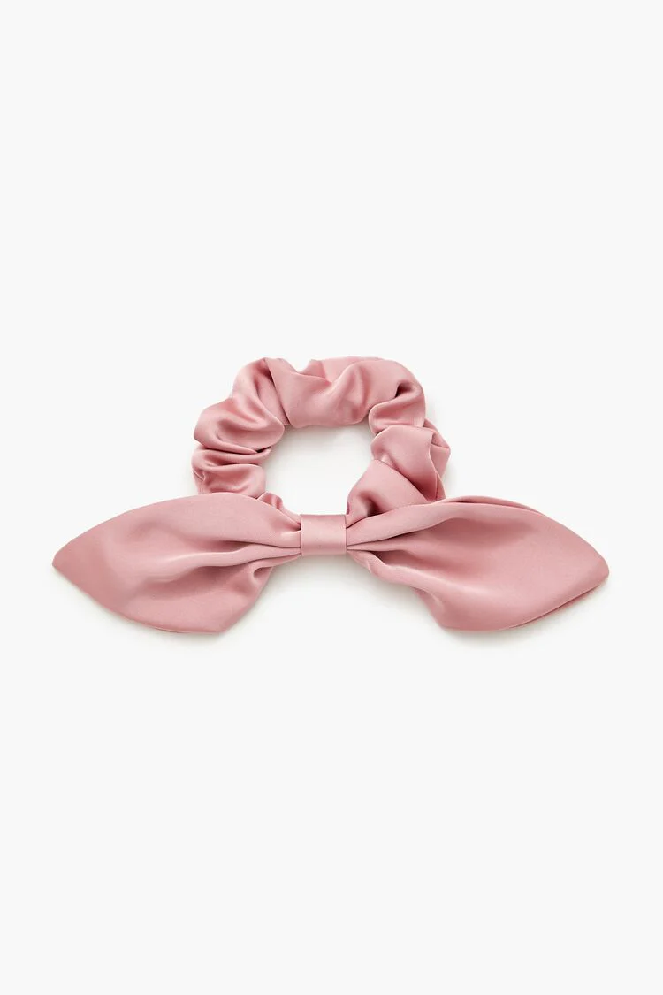 Ruched Satin Bow Hair Scrunchie - Image 6