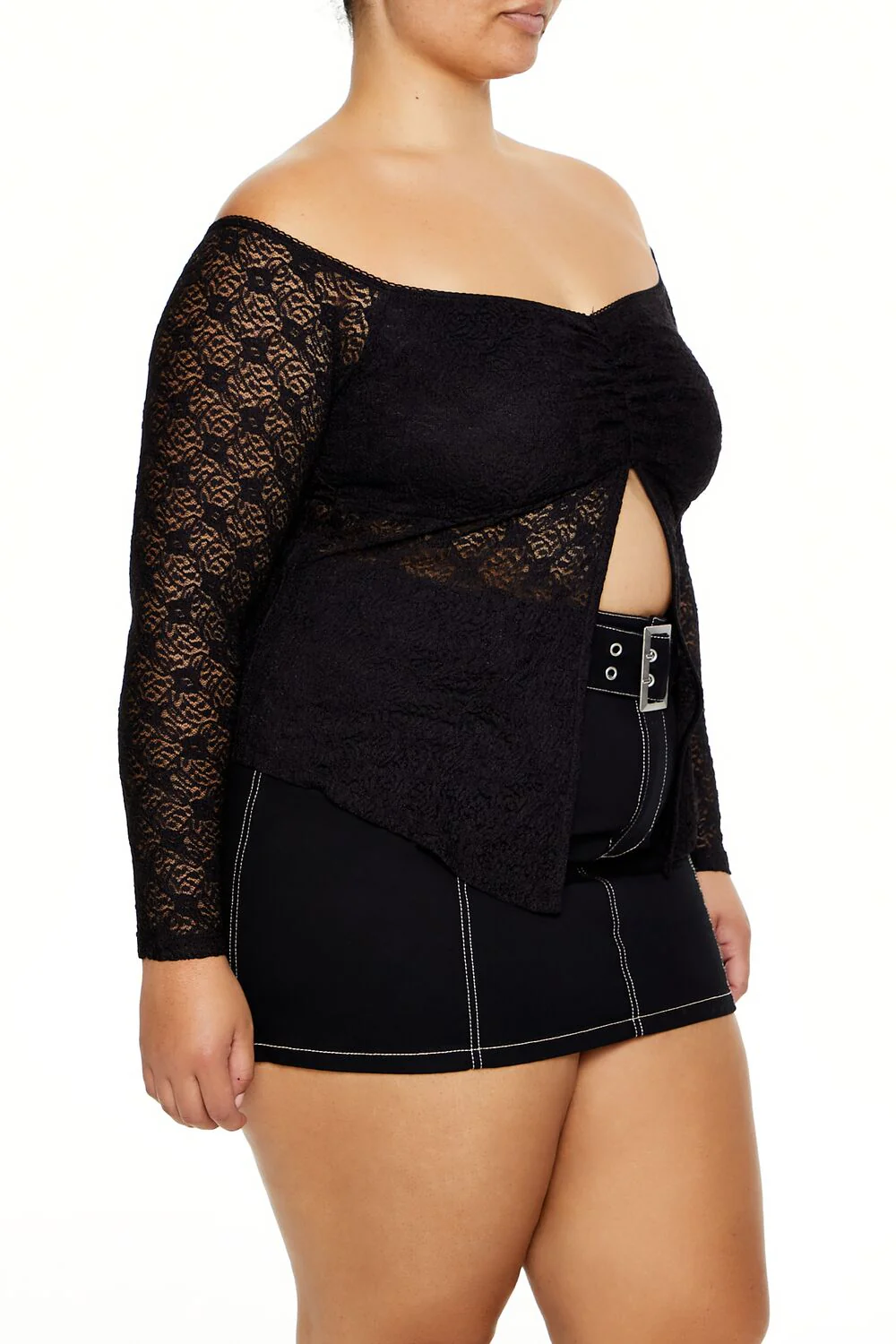 Plus Size Split-Hem Lace Top - Image 4