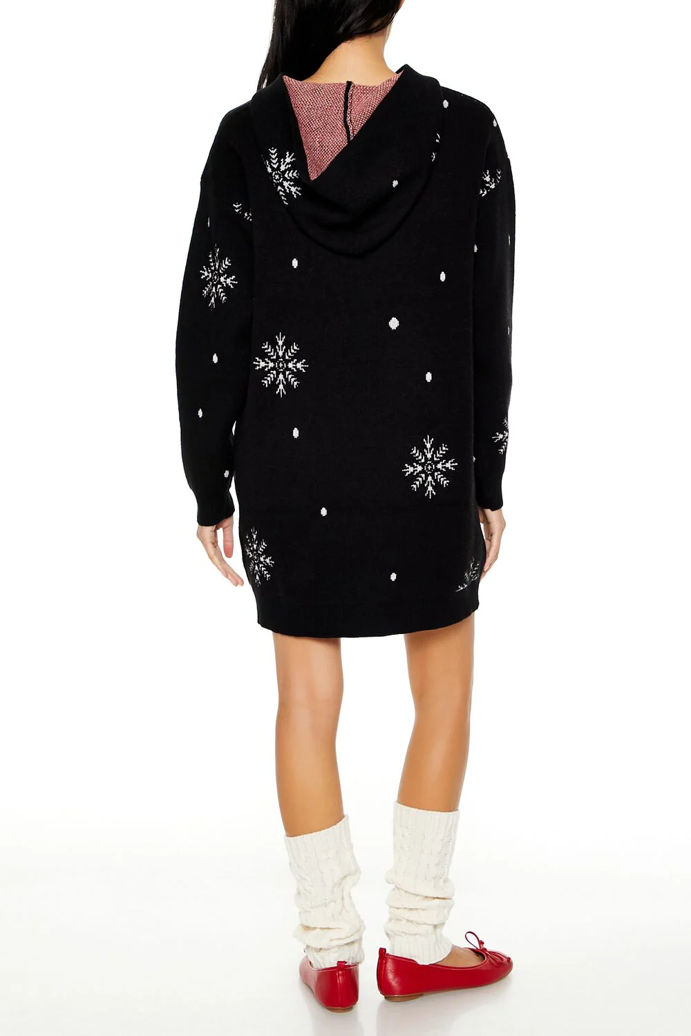 Hooded Christmas Mini Sweater Dress - Image 5