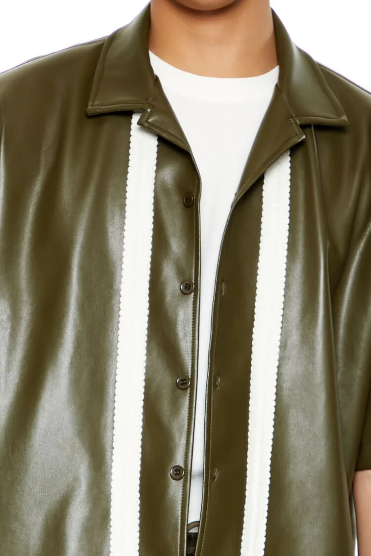 Striped Faux Leather Shirt - Image 3