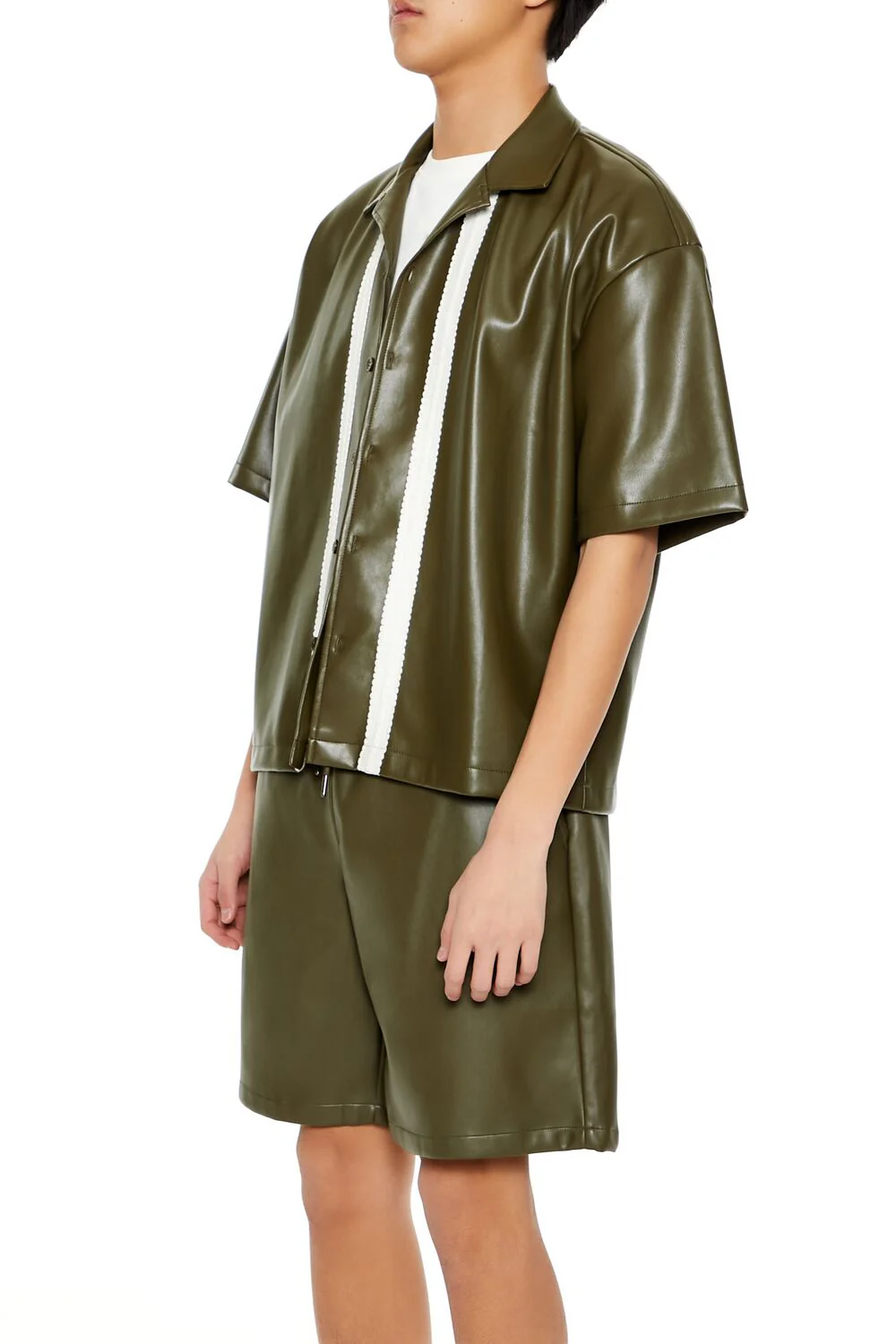 Striped Faux Leather Shirt - Image 4