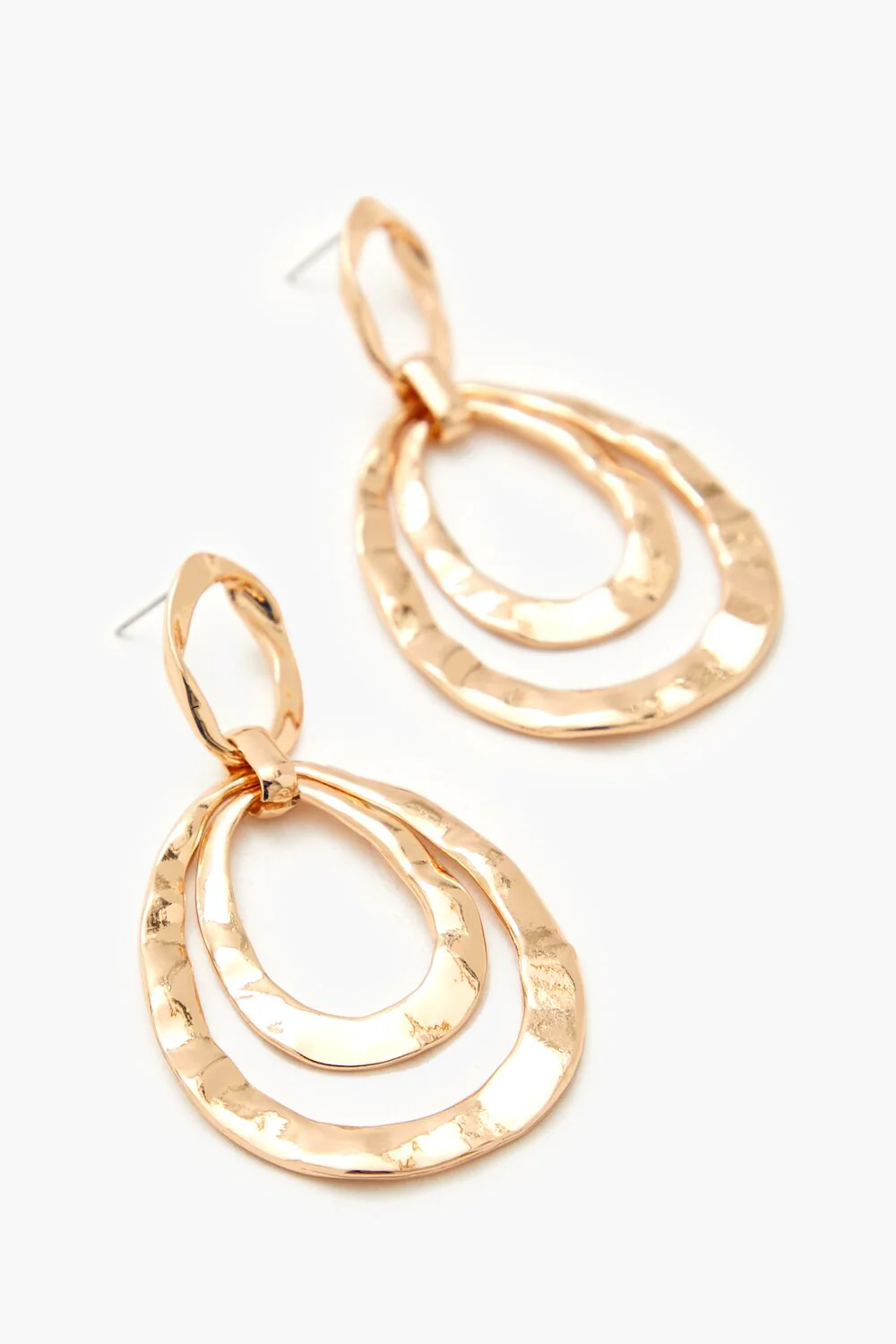 Hammered Hoop Drop Earrings - Image 2
