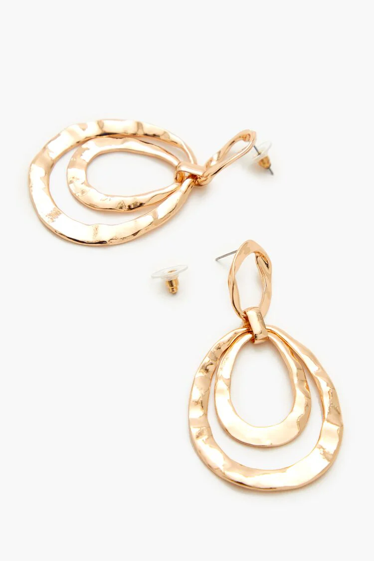 Hammered Hoop Drop Earrings - Image 3