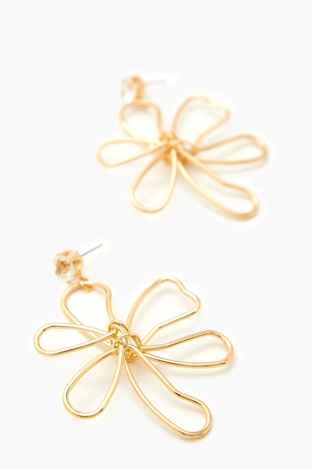 Wire Flower Drop Earrings - Image 2