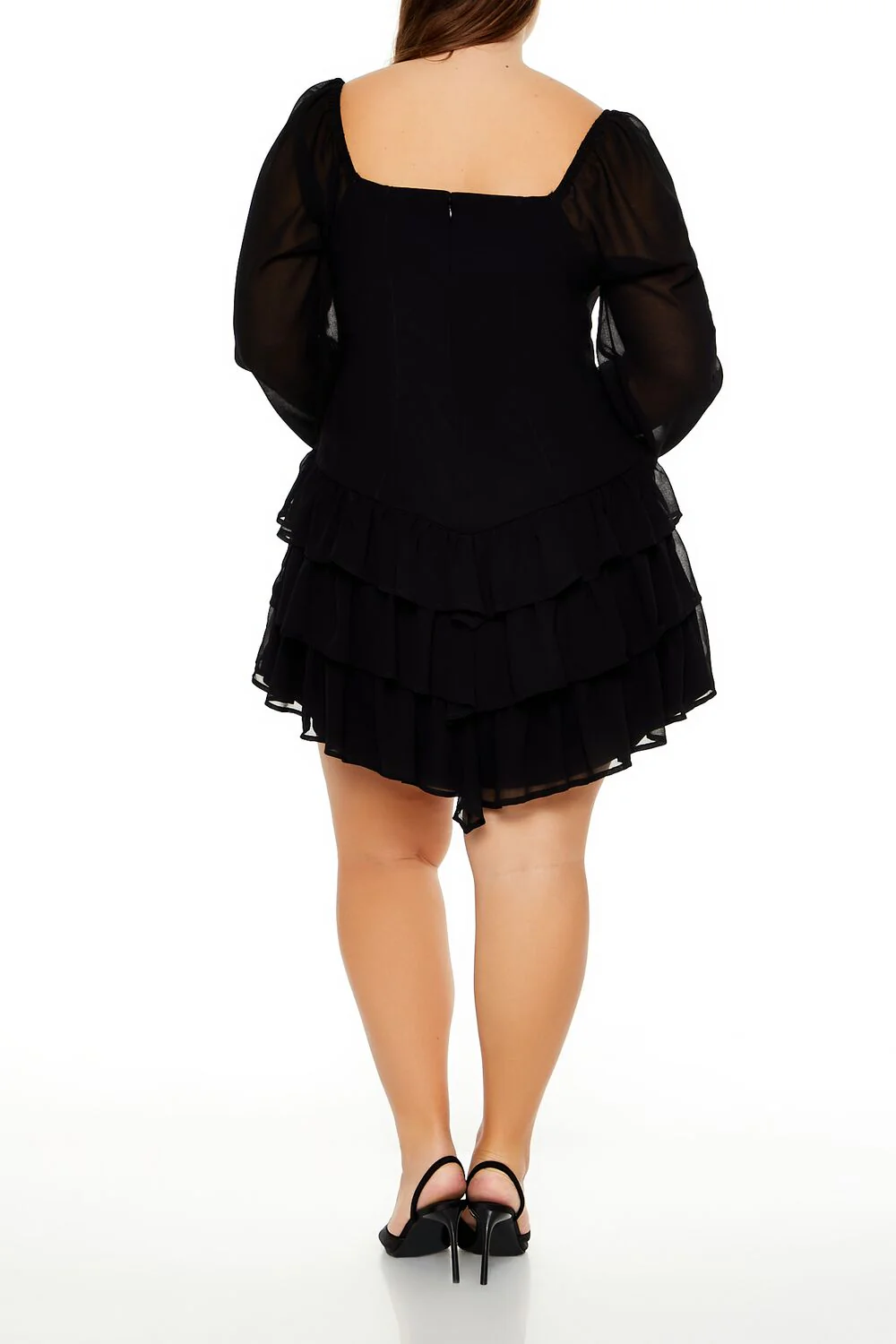 Plus Size Tiered V-Hem Mini Dress - Image 4