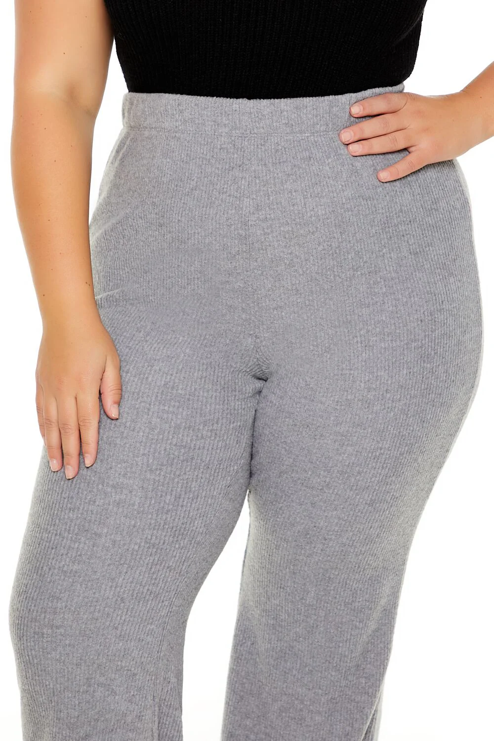 Plus Size Ribbed Flare Pants - Image 11