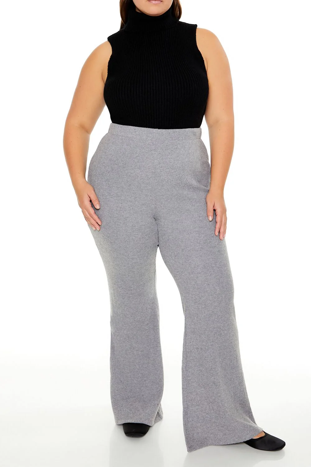 Plus Size Ribbed Flare Pants - Image 12