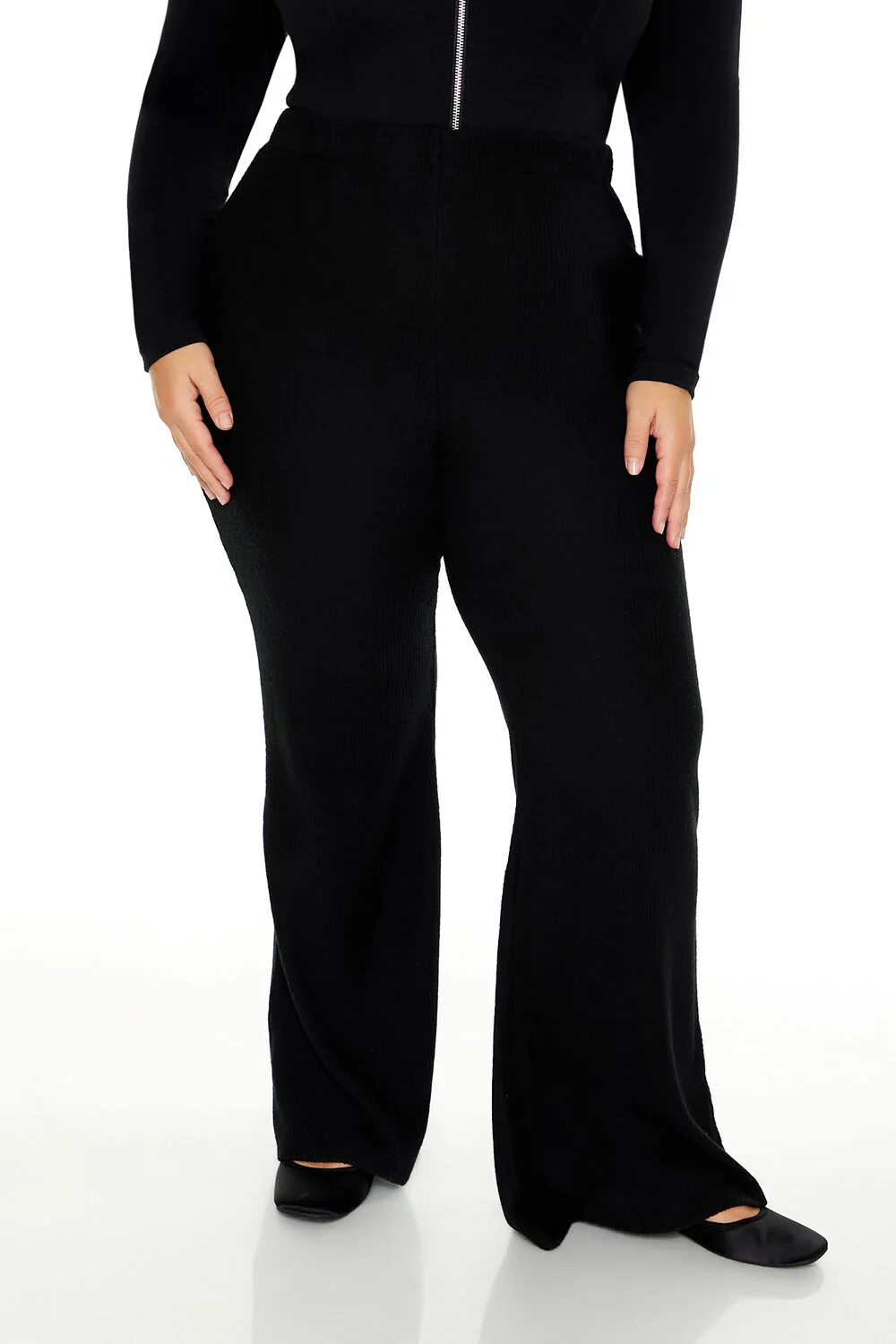 Plus Size Ribbed Flare Pants - Image 2