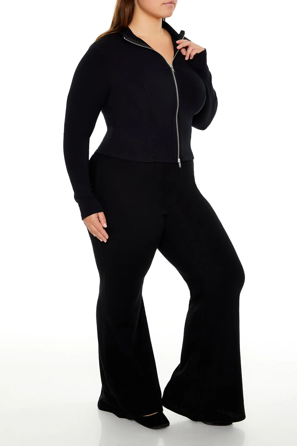 Plus Size Ribbed Flare Pants - Image 3