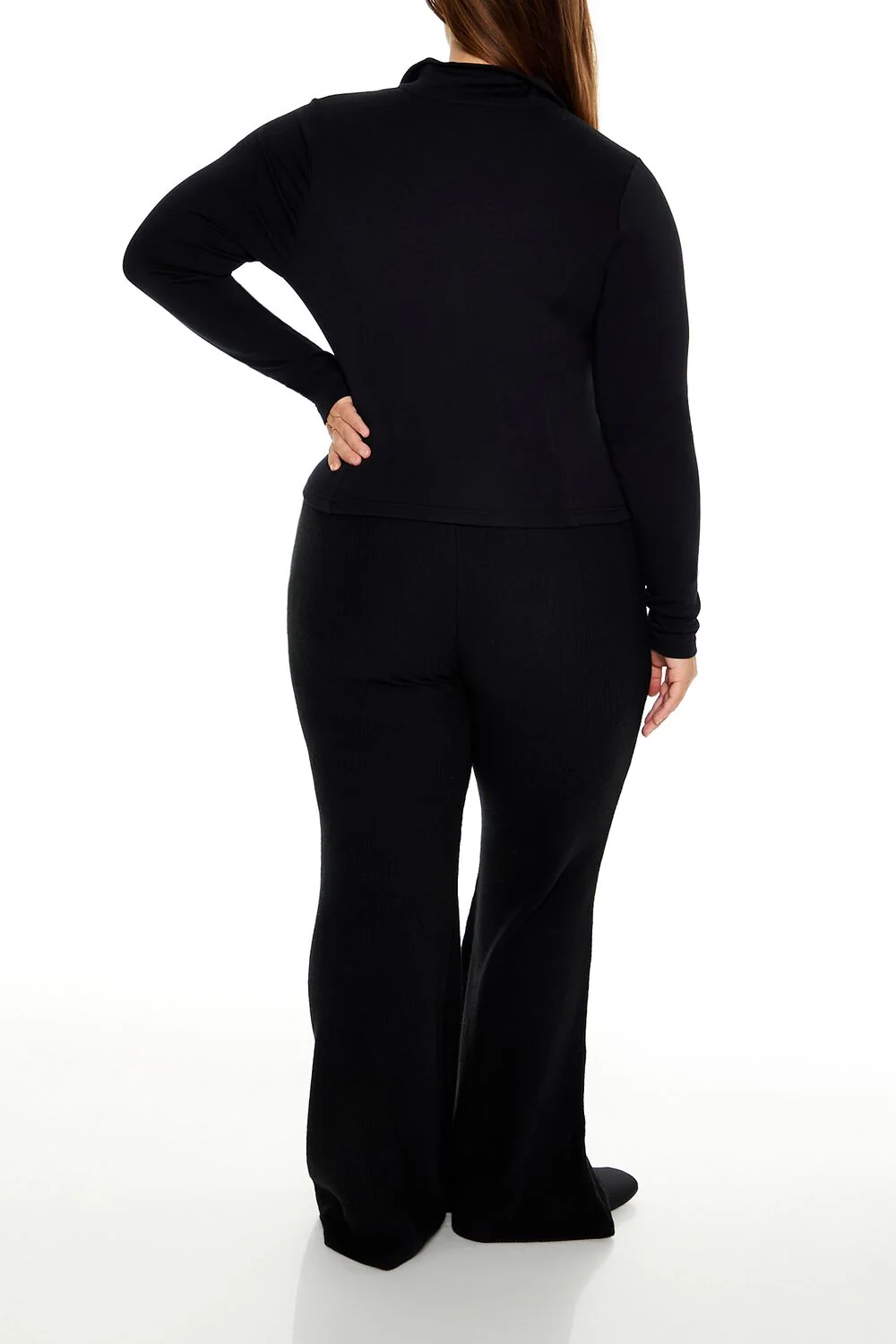 Plus Size Ribbed Flare Pants - Image 4