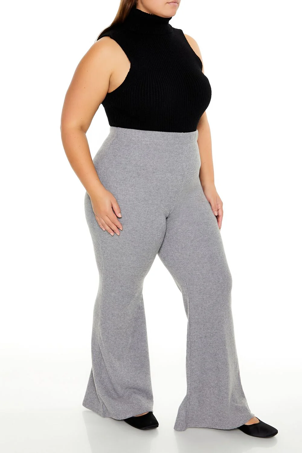 Plus Size Ribbed Flare Pants - Image 9