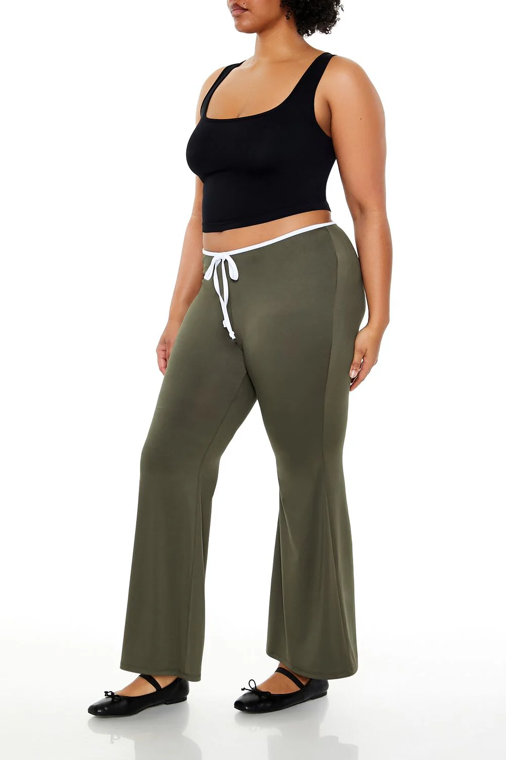 Plus Size Tie-Waist Flare Leggings - Image 3