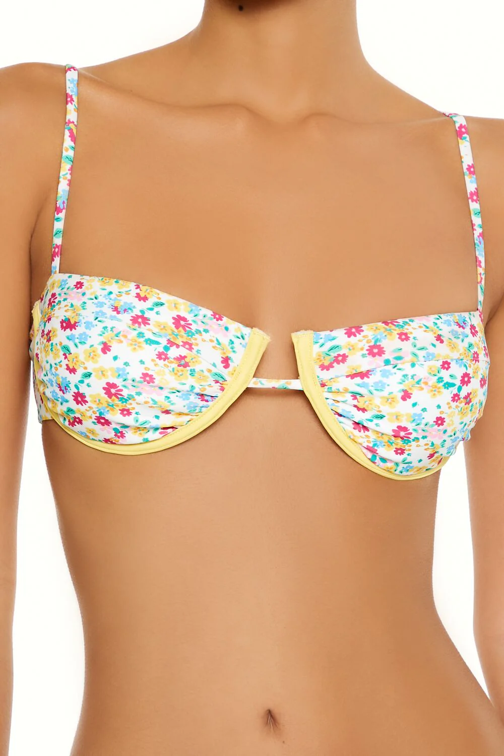 Bright Floral Contrast Underwire Bikini Top - Image 2