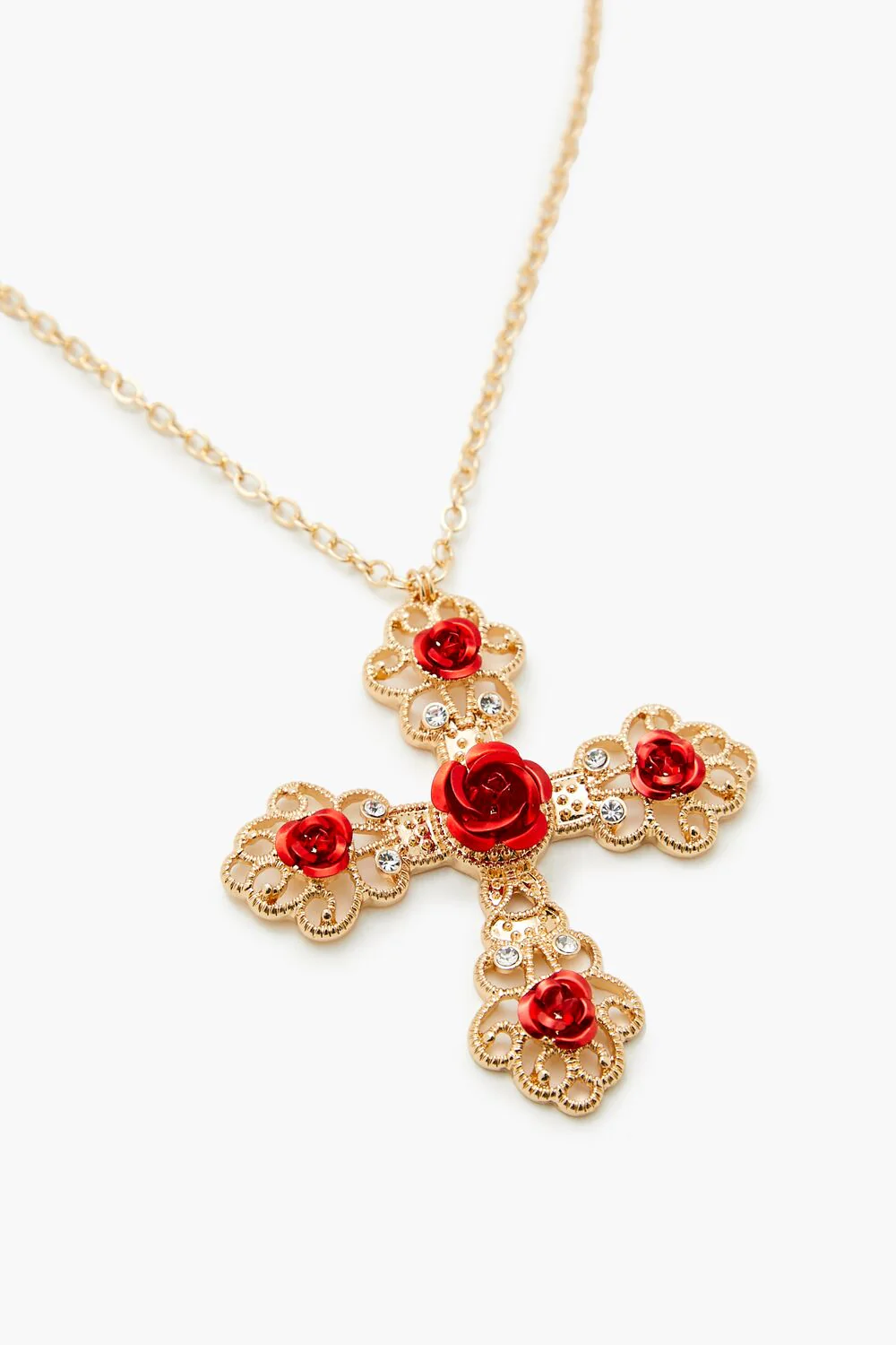 Rose Cross Pendant Necklace - Image 2