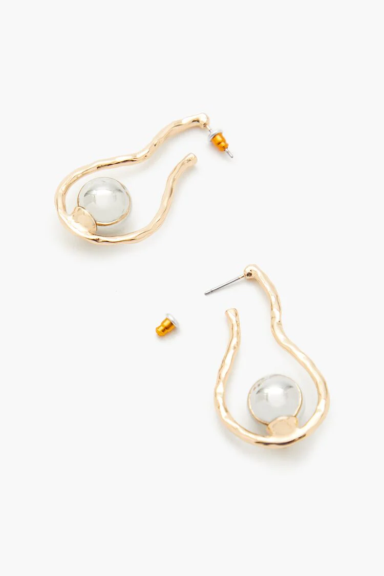 Faux Pearl Geo Drop Earrings - Image 3