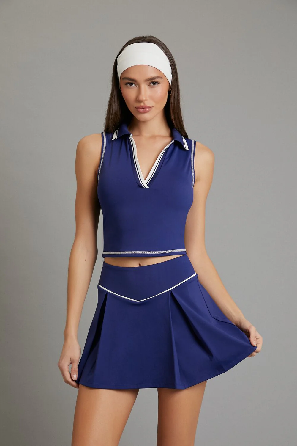 Active Two-Tone Pleated Skort - Image 5