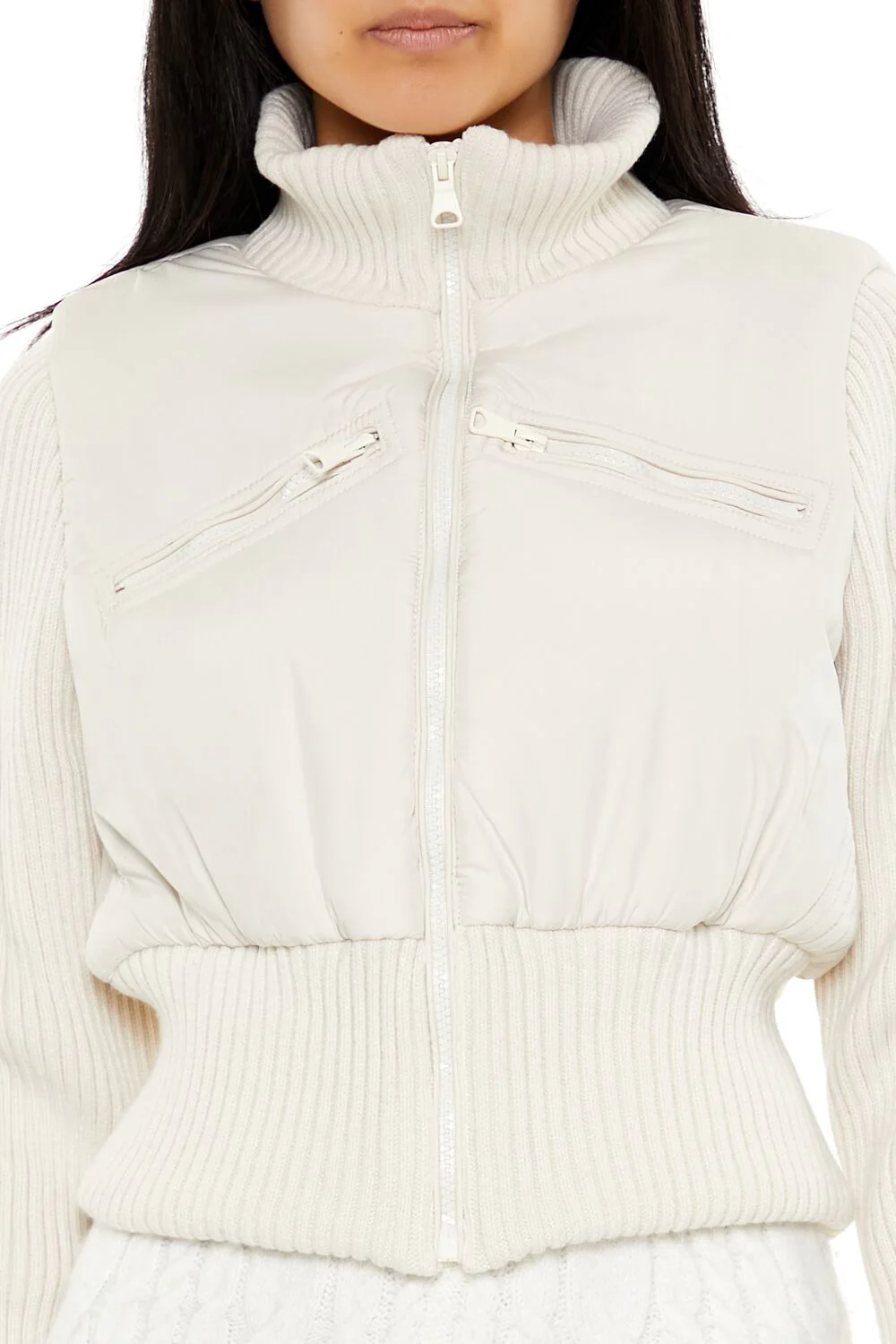 Ribbed Funnel Neck Jacket - Image 3