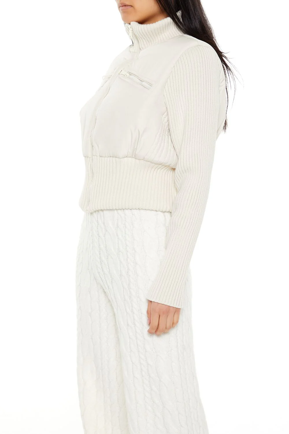 Ribbed Funnel Neck Jacket - Image 4