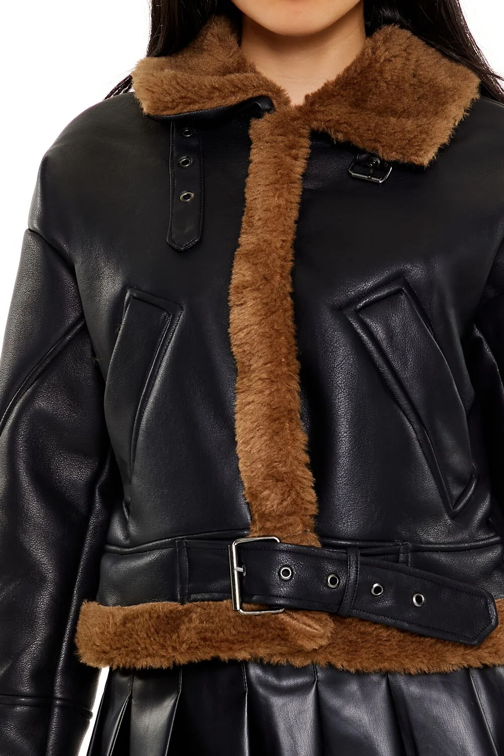 Faux Shearling-Trim Aviator Jacket - Image 3