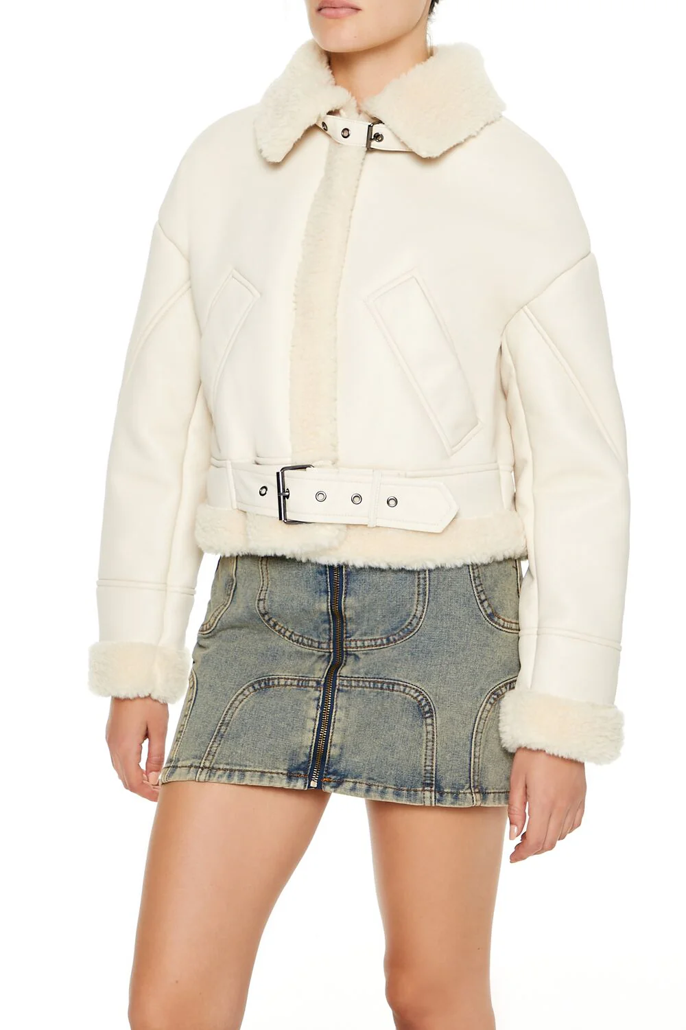 Faux Shearling-Trim Aviator Jacket - Image 8
