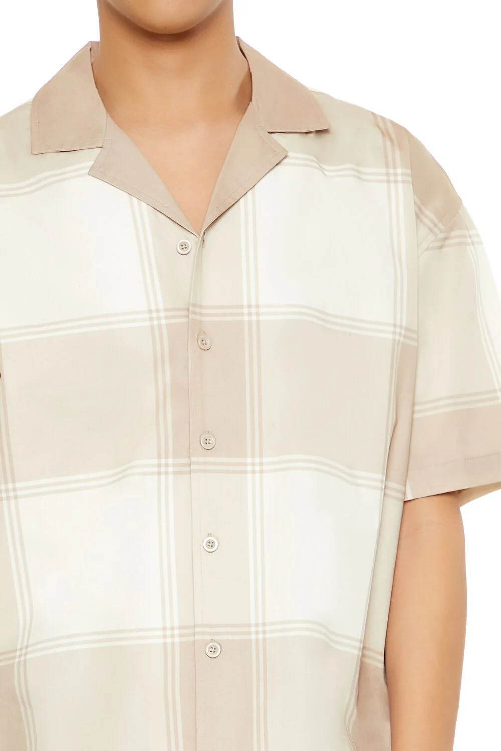 Plaid Drop-Sleeve Cropped Shirt - Image 3
