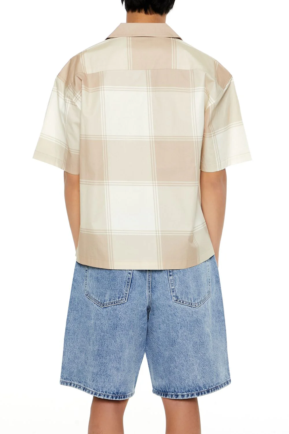 Plaid Drop-Sleeve Cropped Shirt - Image 5