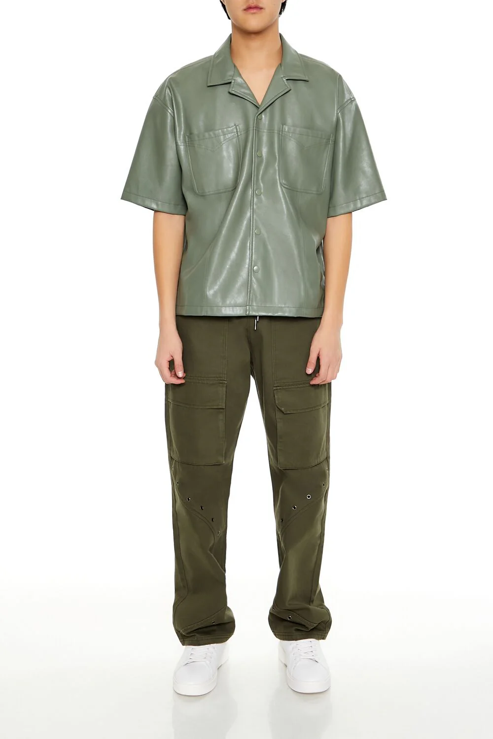 Embroidered Faux Leather Shirt - Image 2