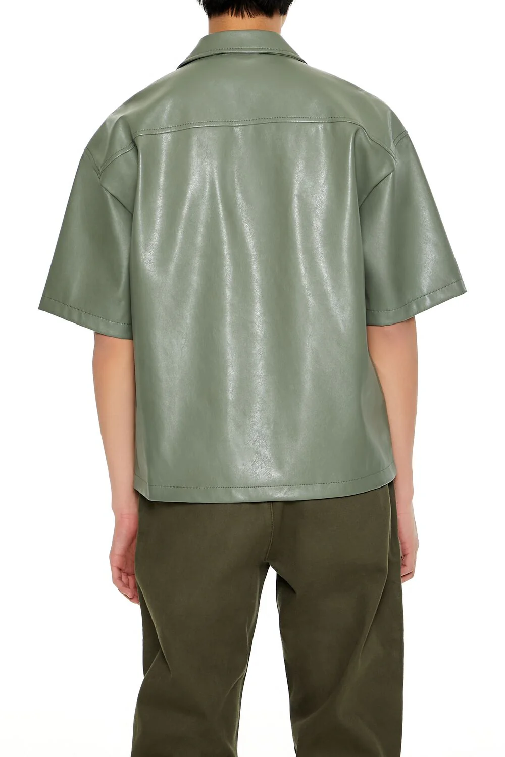 Embroidered Faux Leather Shirt - Image 5