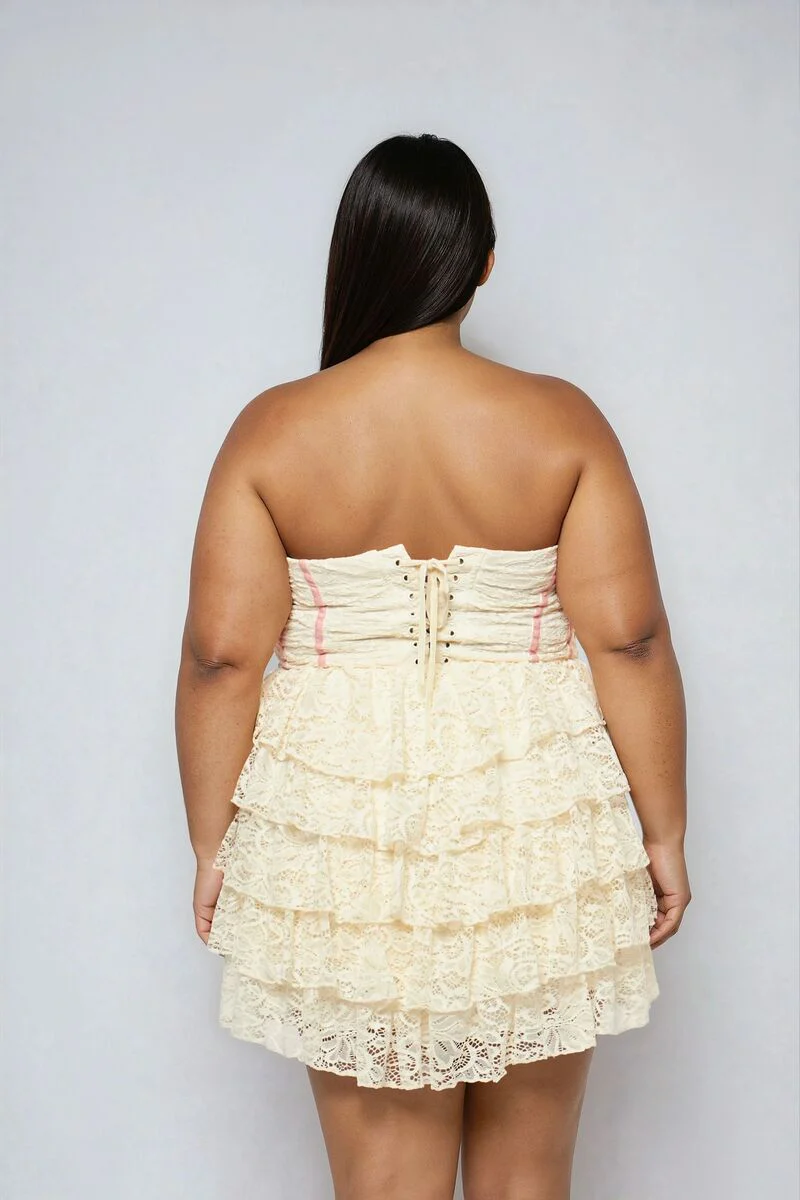 Plus Size Strapless Lace Fit & Flare Mini Dress - Image 5