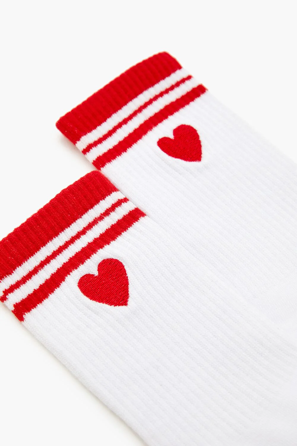 Varsity-Striped Heart Crew Socks - Image 3