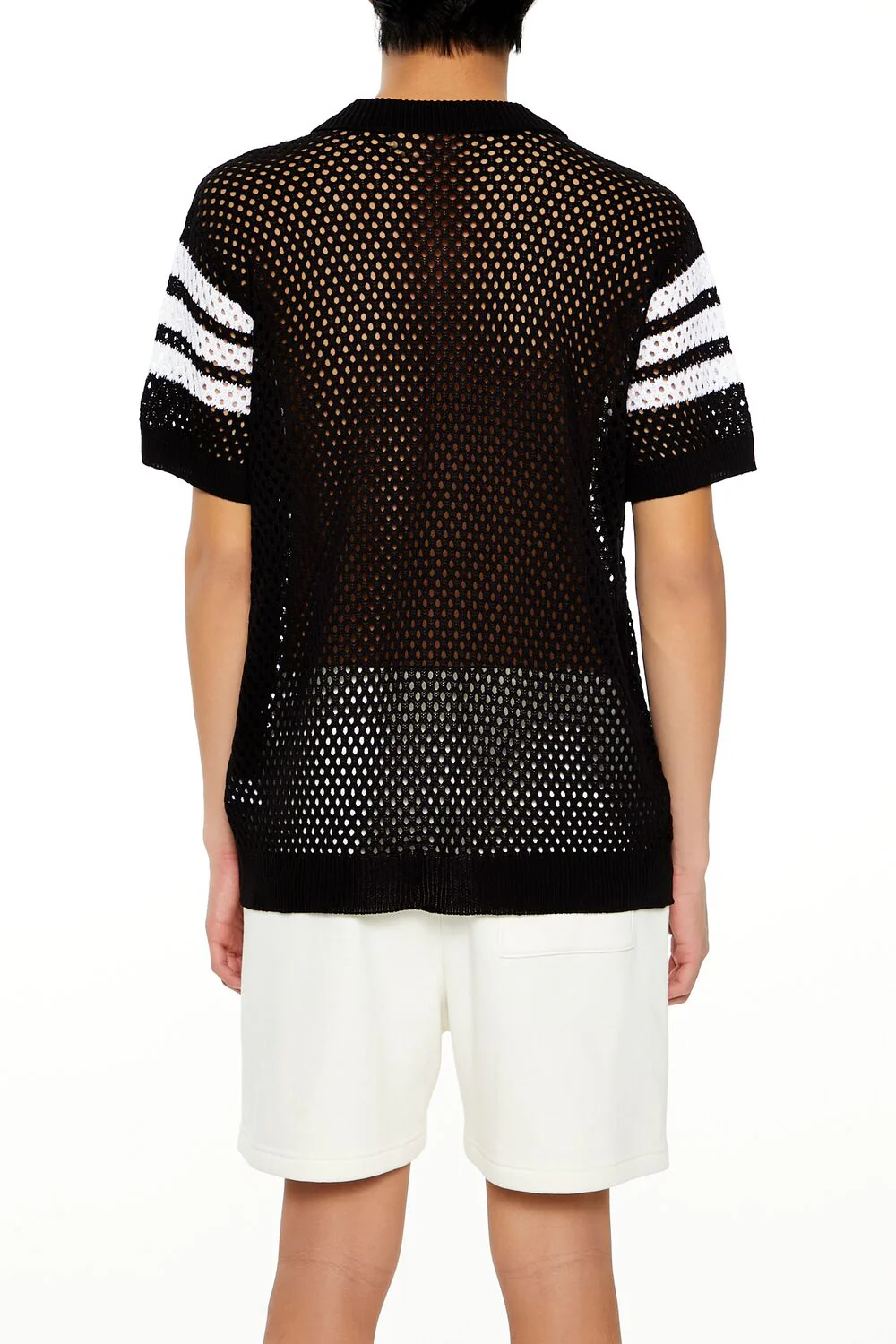 Striped Crochet Polo Shirt - Image 5