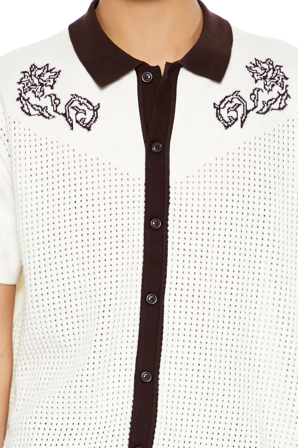 Floral Embroidered Crochet Shirt - Image 3