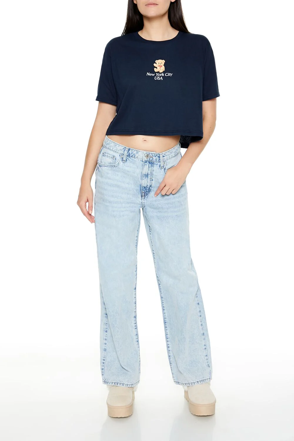 New York Teddy Bear Cropped Tee - Image 2