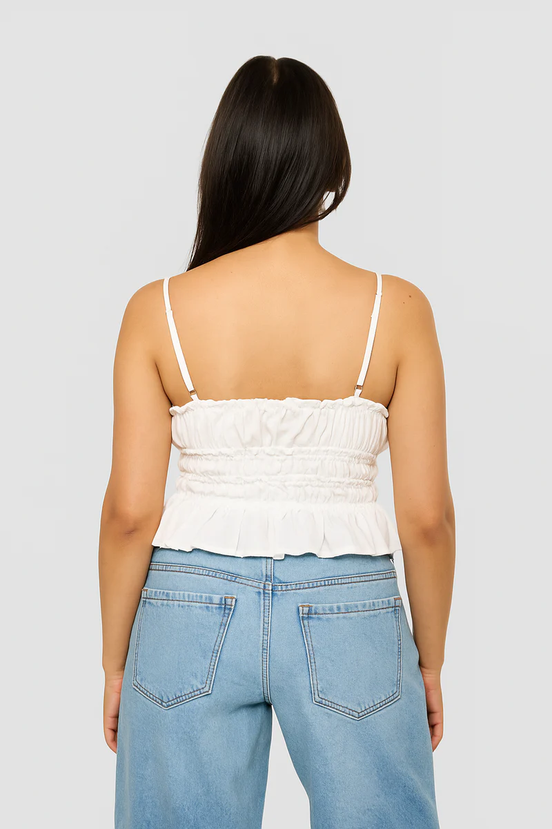 Smocked Poplin Peplum Cami Top - Image 4