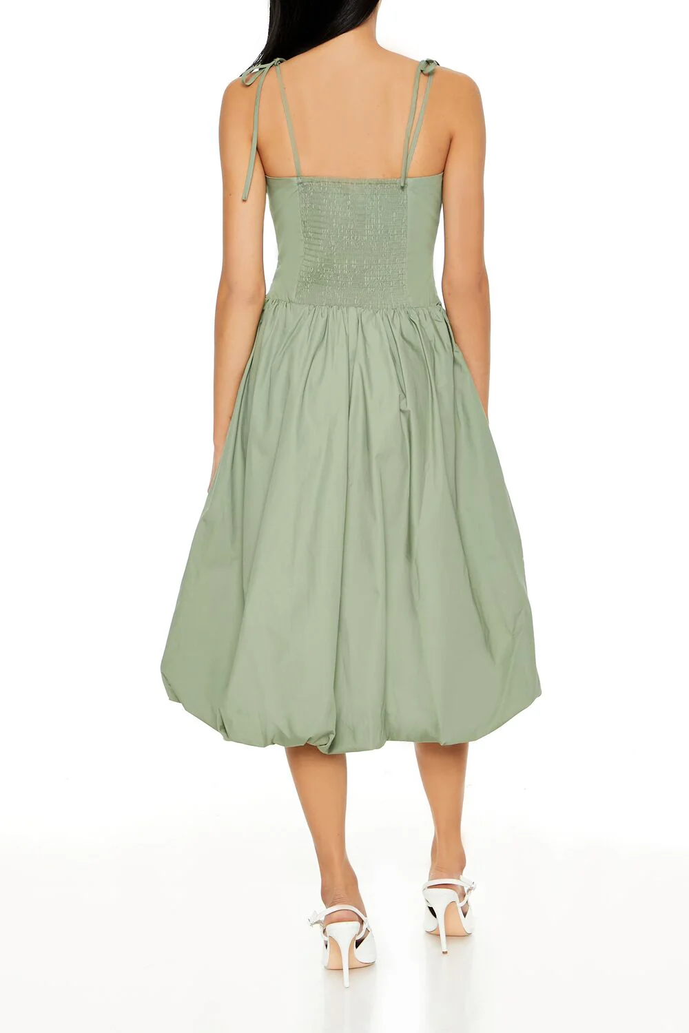 Bubble-Hem Tie-Strap Midi Dress - Image 4