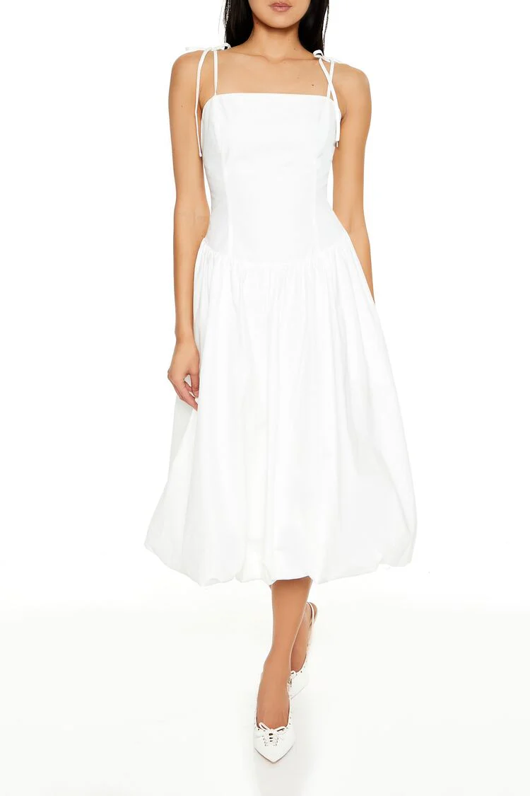 Bubble-Hem Tie-Strap Midi Dress - Image 6