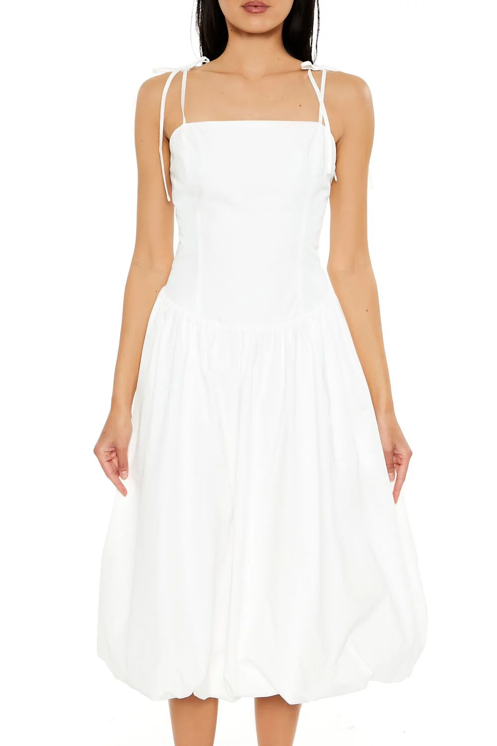 Bubble-Hem Tie-Strap Midi Dress - Image 7