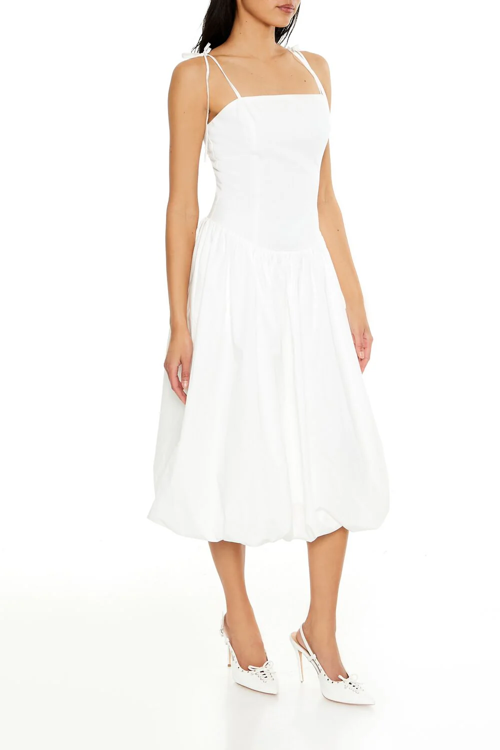 Bubble-Hem Tie-Strap Midi Dress - Image 8
