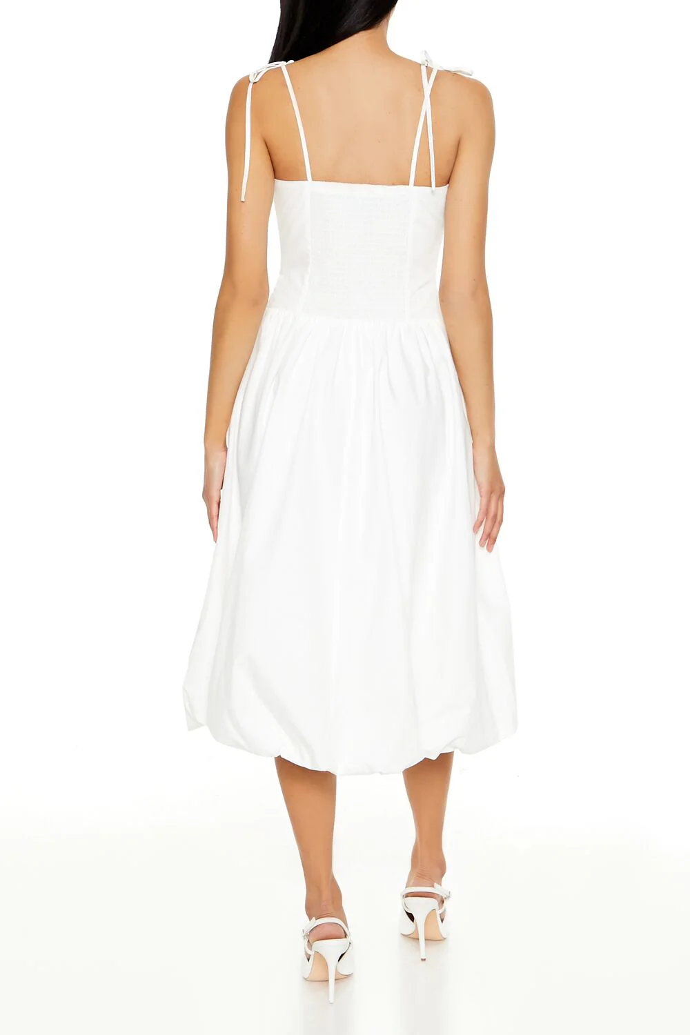Bubble-Hem Tie-Strap Midi Dress - Image 9