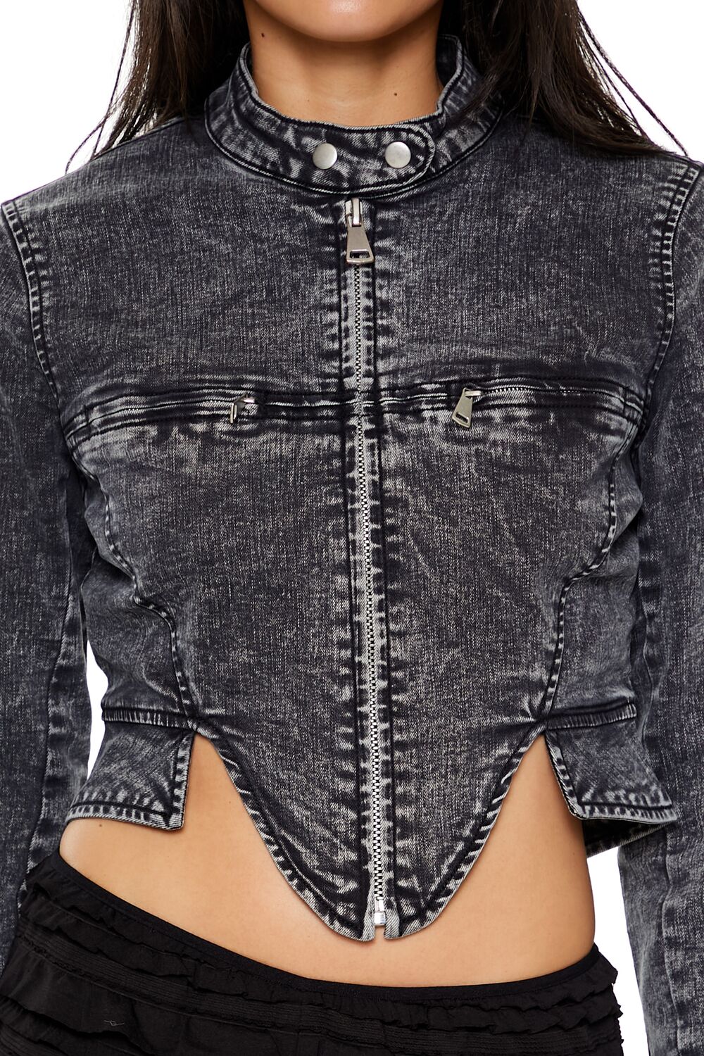 Denim Mineral Wash Moto Jacket - Image 3