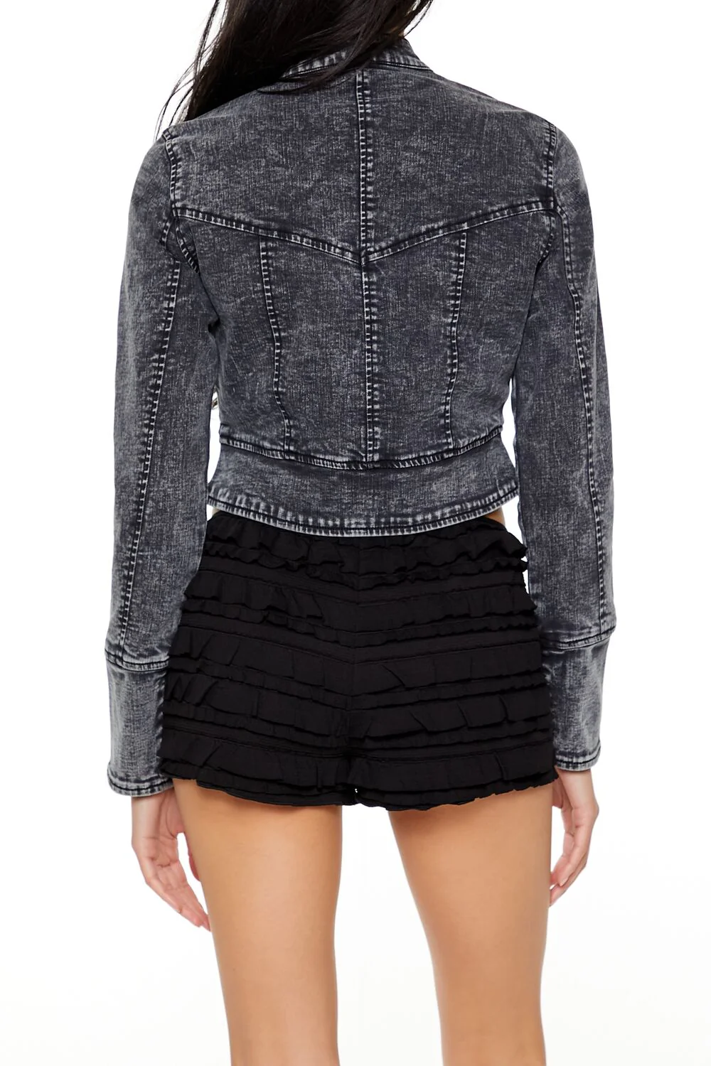 Denim Mineral Wash Moto Jacket - Image 5
