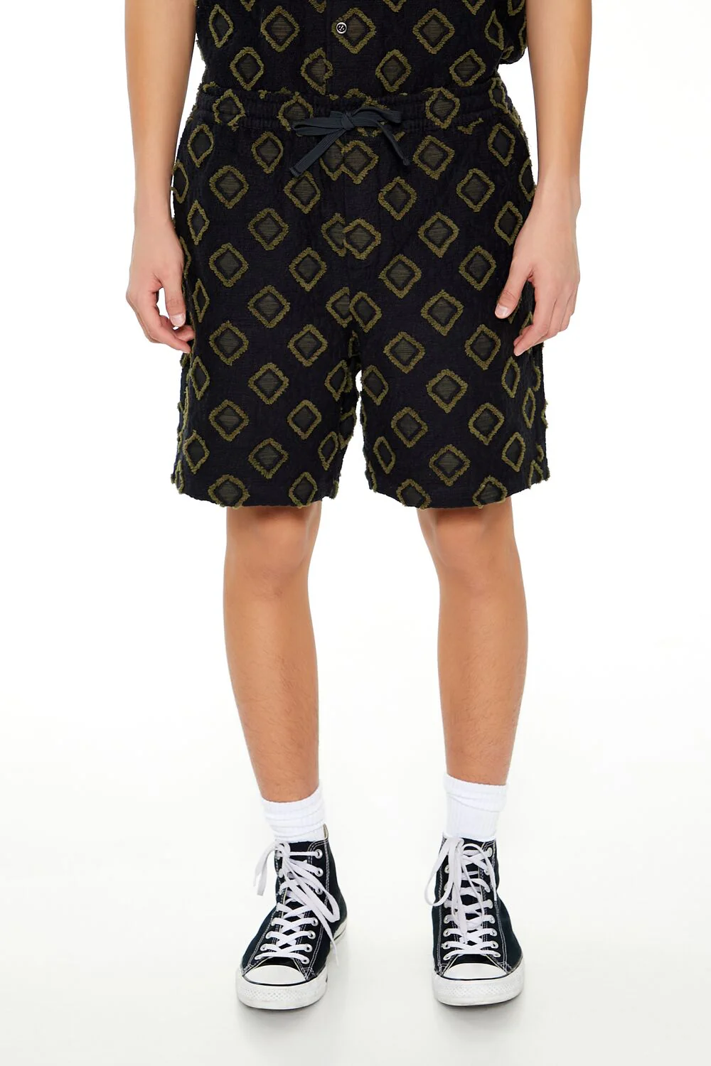 Textured Geo Drawstring Shorts - Image 2