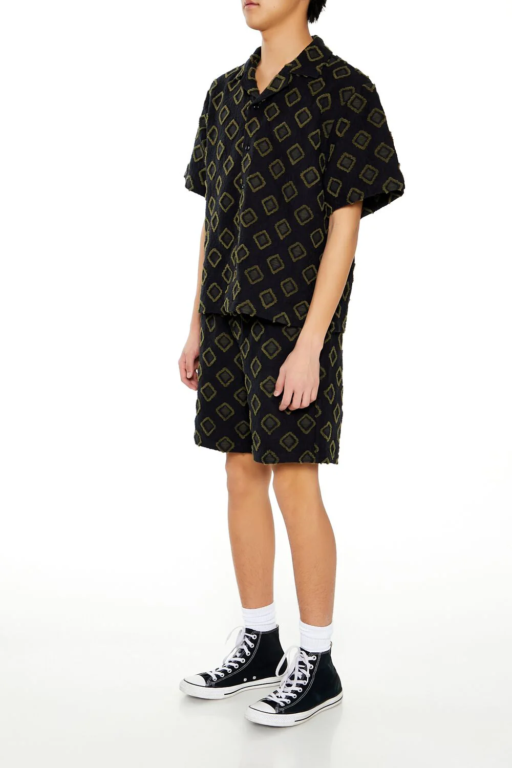 Textured Geo Drawstring Shorts - Image 3