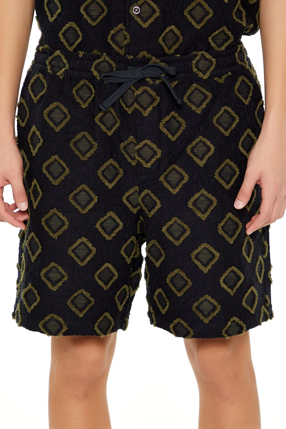 Textured Geo Drawstring Shorts - Image 5