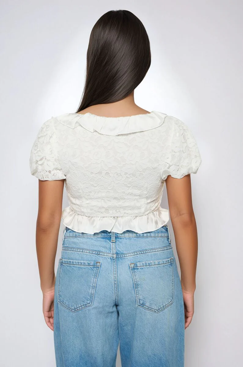 Ruffled Lace Crop Top - Image 2