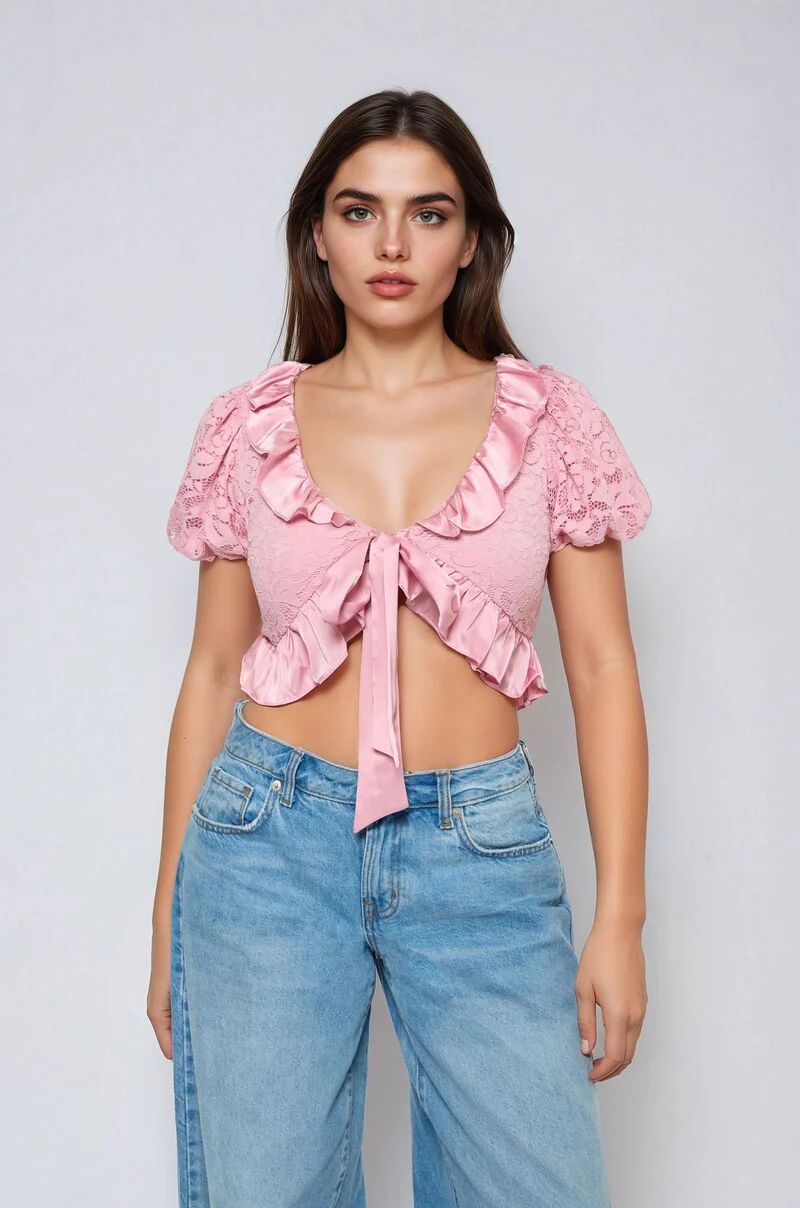 Ruffled Lace Crop Top - Image 3