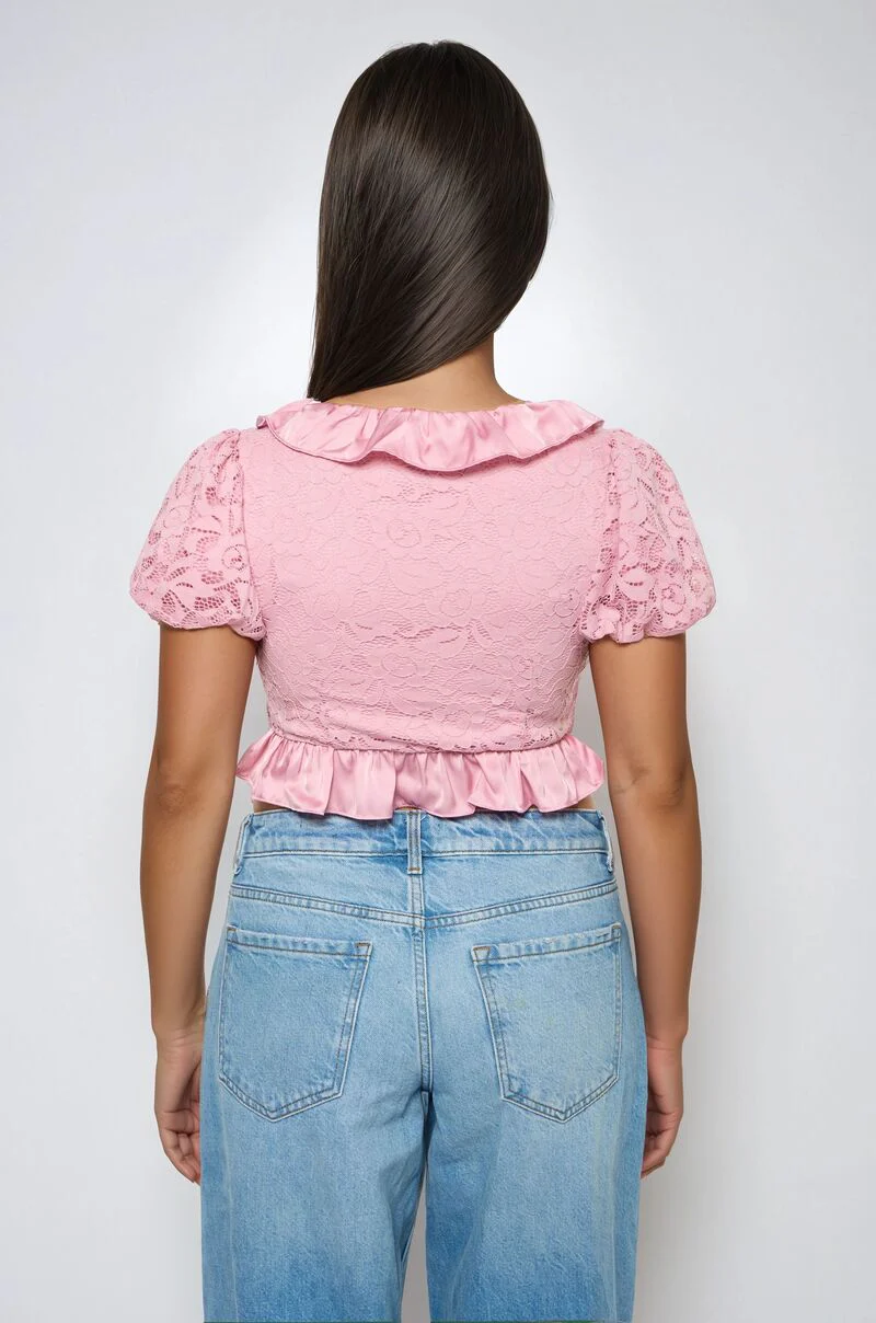 Ruffled Lace Crop Top - Image 4