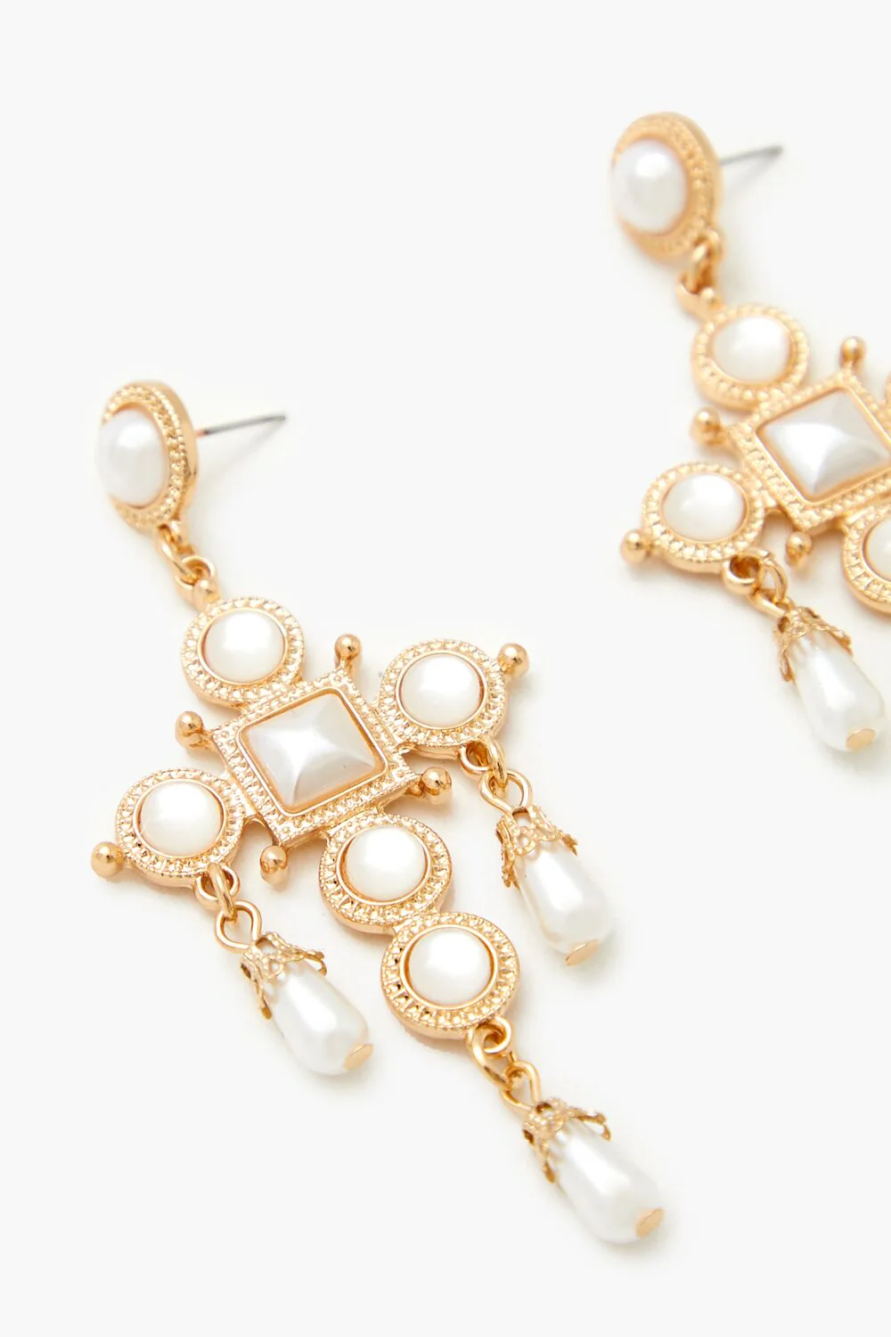 Faux Pearl Chandelier Earrings - Image 2