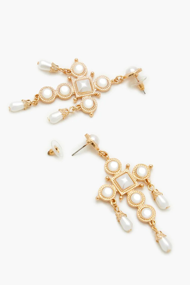 Faux Pearl Chandelier Earrings - Image 3
