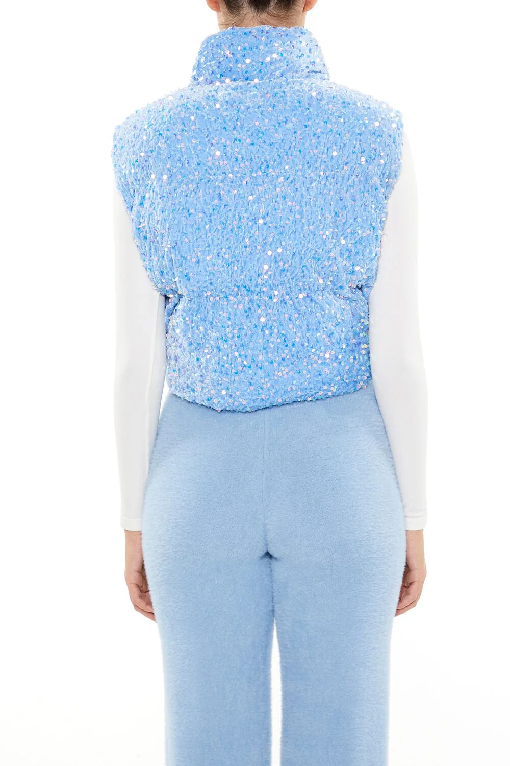 Iridescent Sequin Faux Fur Vest - Image 10